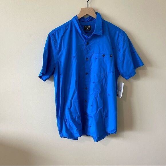 Hurley Men's Organic Wind and Sea Short Sleeve Button Down Shirt small - Picture 4 of 9